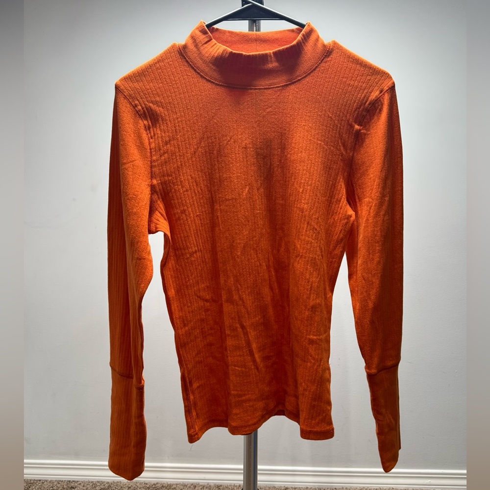 Free People Intimately Ribbed Mock Neck Top – Spanish Chestnut (NWT)